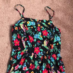 Black dress w/ floral designs w/ adjustable straps